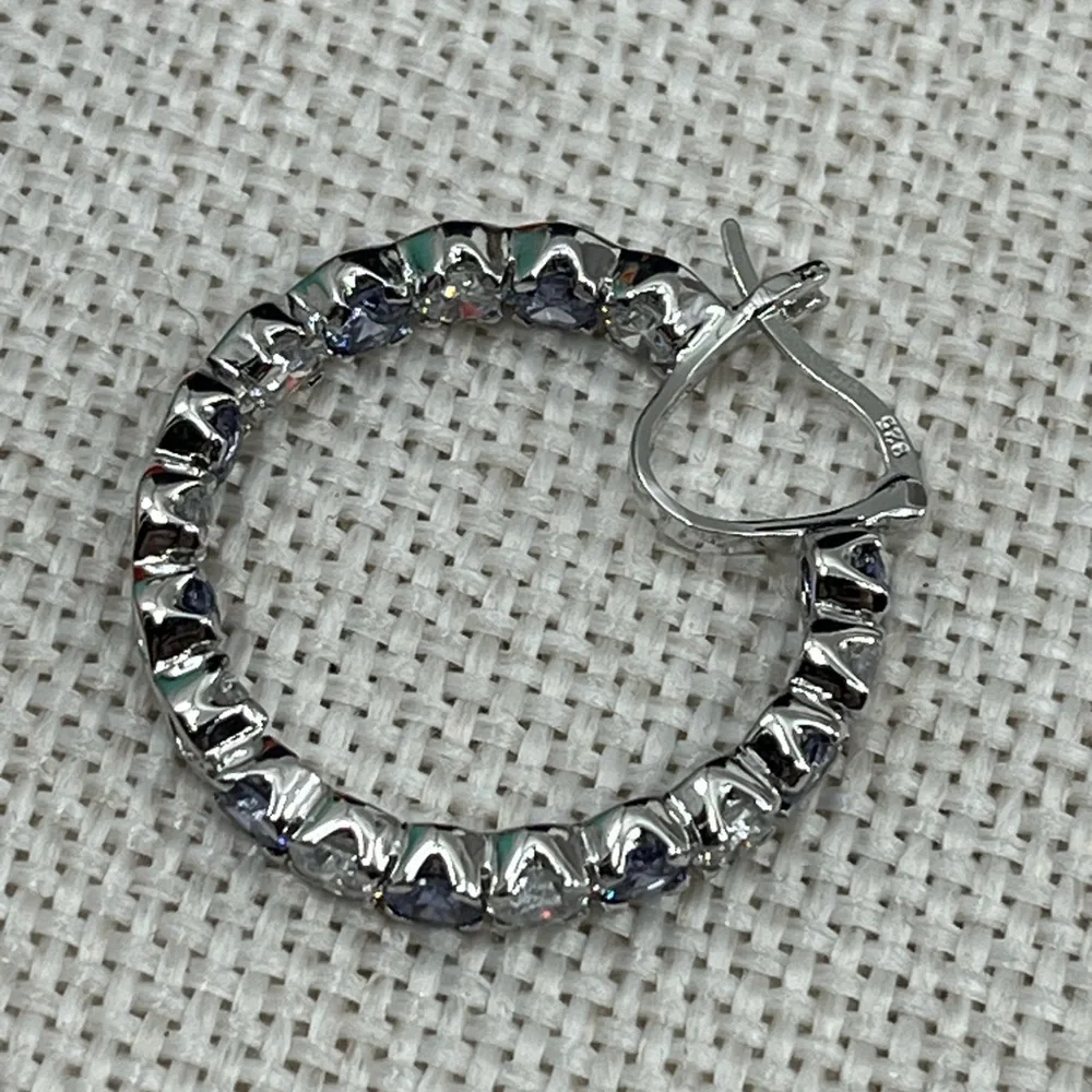 Bella Luce 925 Sterling Silver Tanzanite CZ Diamond Inside Out Hoop Earrings